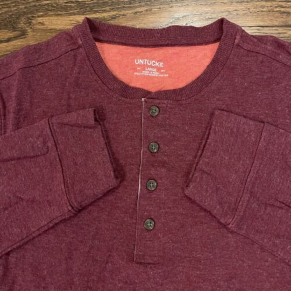 UNTUCKit  Mens Size Lg  Grassi Double-Faced Long Sleeve Henley‎ Shirt